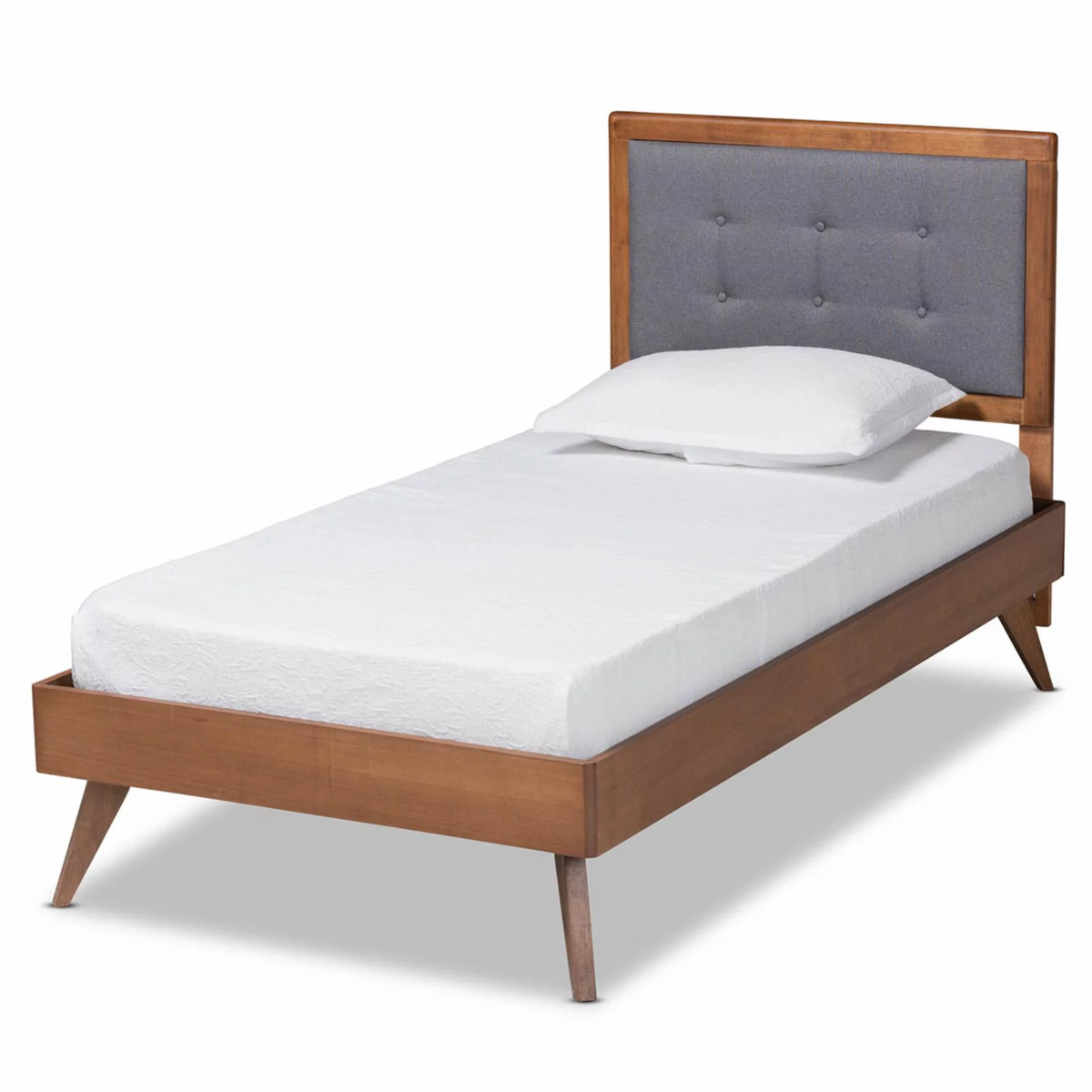 Dark Grey Brown Wood Twin Size Platform Bed S765