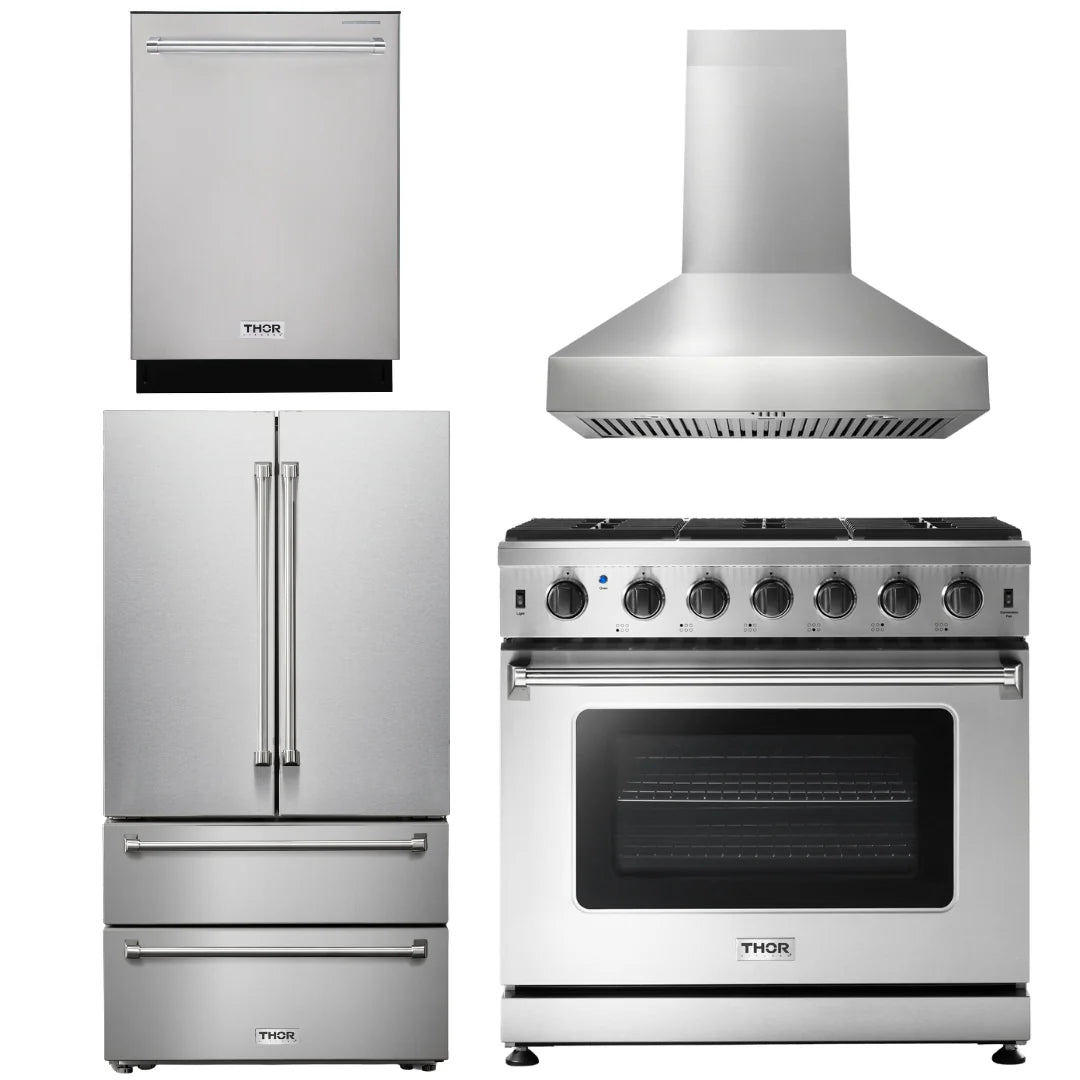 36 Propane Gas Range, Range Hood, Refrigerator, Dishwasher O518185