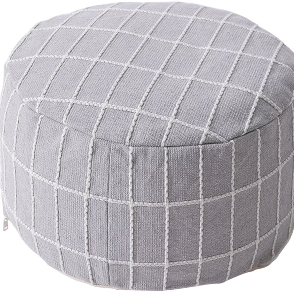 Gray Ottoman Pouffe Cover Foot Stool Cubes M5465