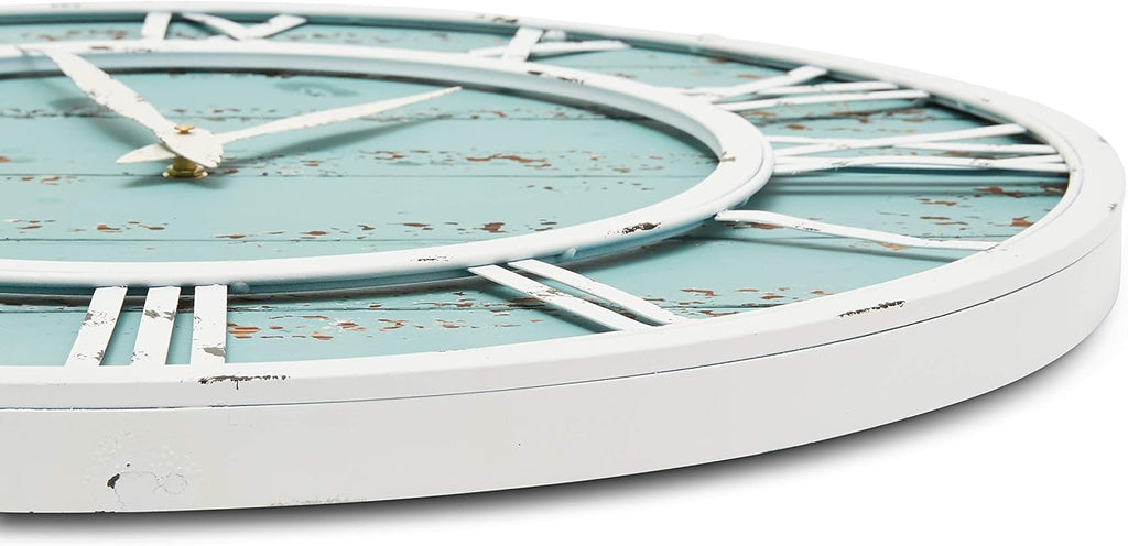 24 Inch White Metal Frame Roman Numerals Wall Clock Y97627