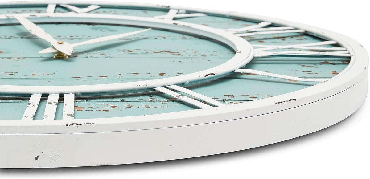24 Inch White Metal Frame Roman Numerals Wall Clock Y97627
