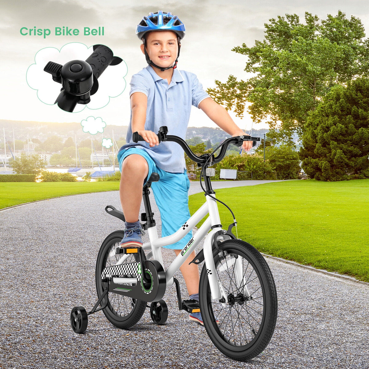 18 Inch Kids Bike with Training Wheels and Basket V914079