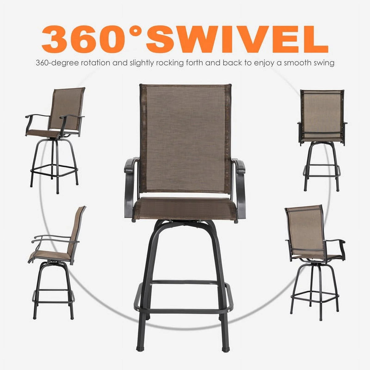 3 Pc Brown Outdoor Bar Height Swivel Bistro Set B663770