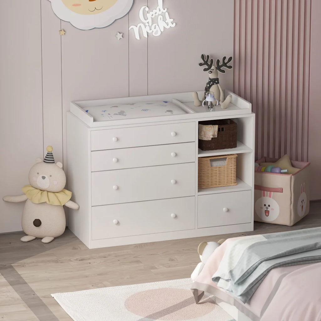 White 5 Drawer Baby Changing Table Dresser D667