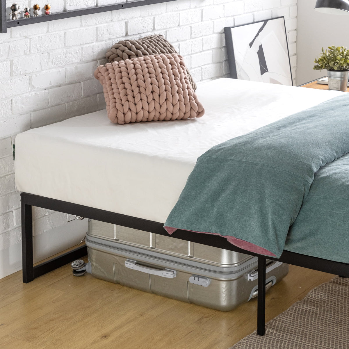 14" Metal Platform Bed Frame with Steel Slat Support, Twin Q78836