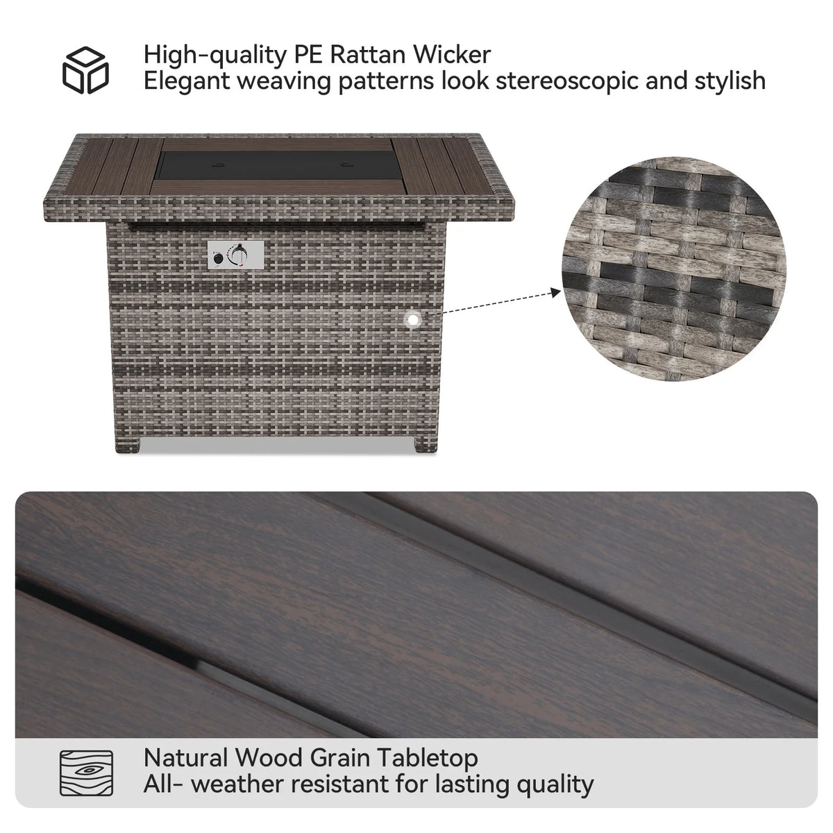 40'' 50,000 BTU Propane Gas Fire Pit Table with Cover C21255