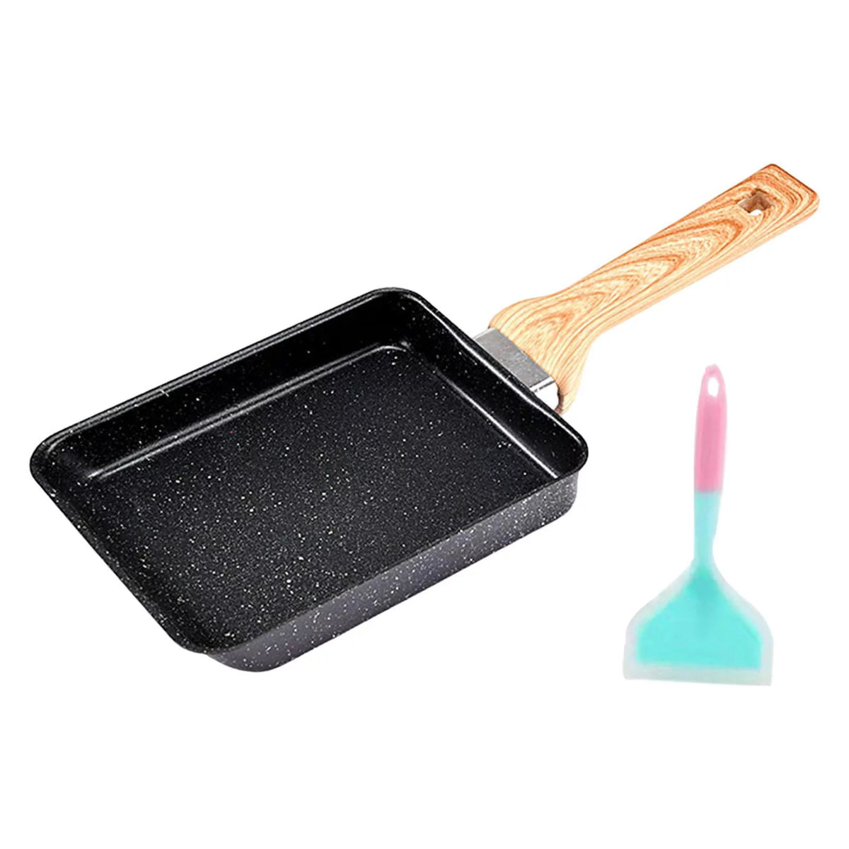 Black Non Stick Rectangle Skillet with Spatula Q80782