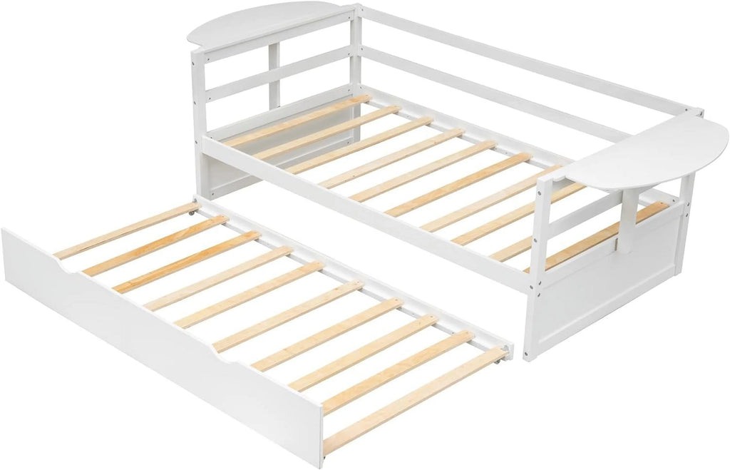 White Solid Wood Daybed with Trundle J525