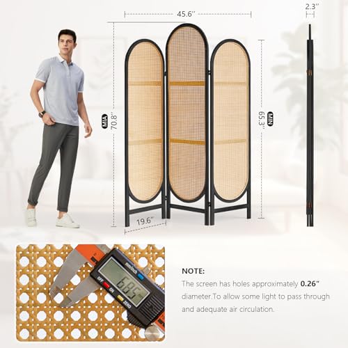 4 Panel Folding Rattan Room Divider A385