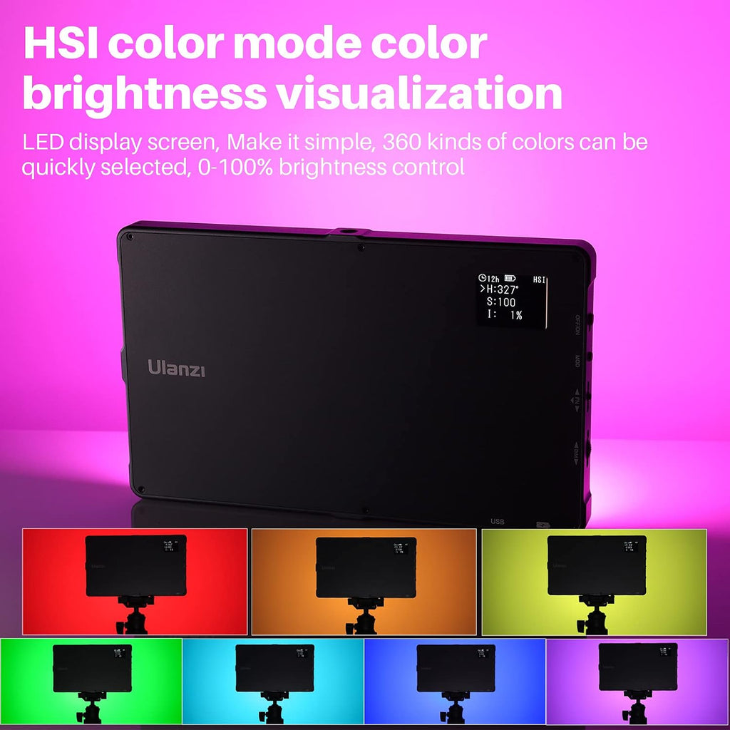 RGB Video Light, 18W 10000mAh Rechargeable LED Camera Light Q1024