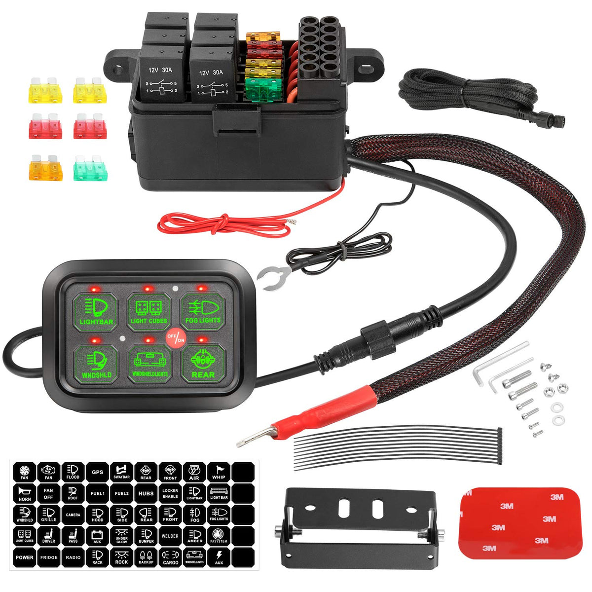 6 Gang Switch Panel with Harness Label Sticker X593695