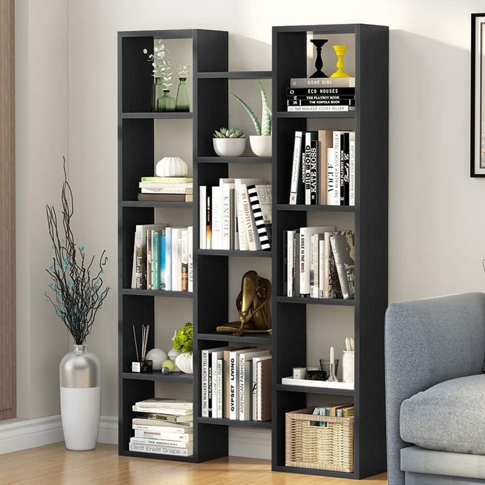 Modern 5-Shelf Bookcase with 14-Cube Display S472092