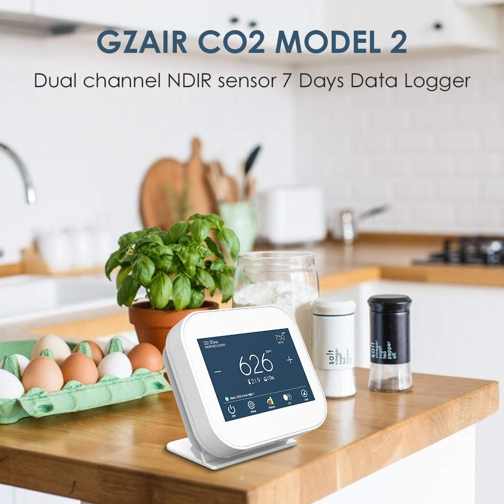 Indoor CO2 Meter Temperature and Relative Humidity Detector 0~9999ppm Pack of 2 A363187
