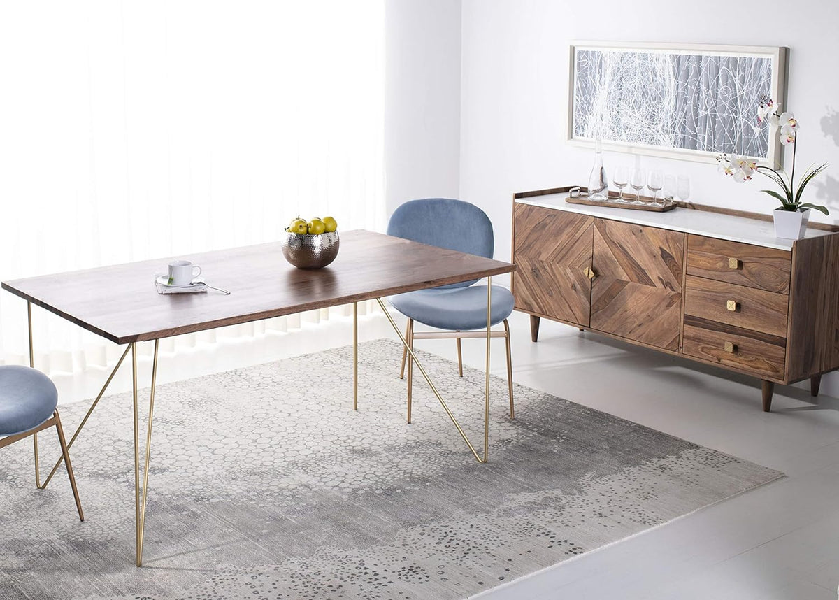 Walnut and Brass Dining Table U779