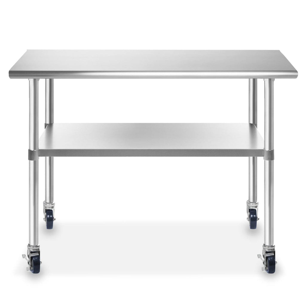 36 in. x 24 in. Stainless Steel Kitchen Prep & Work Table with 4 Casters M6674