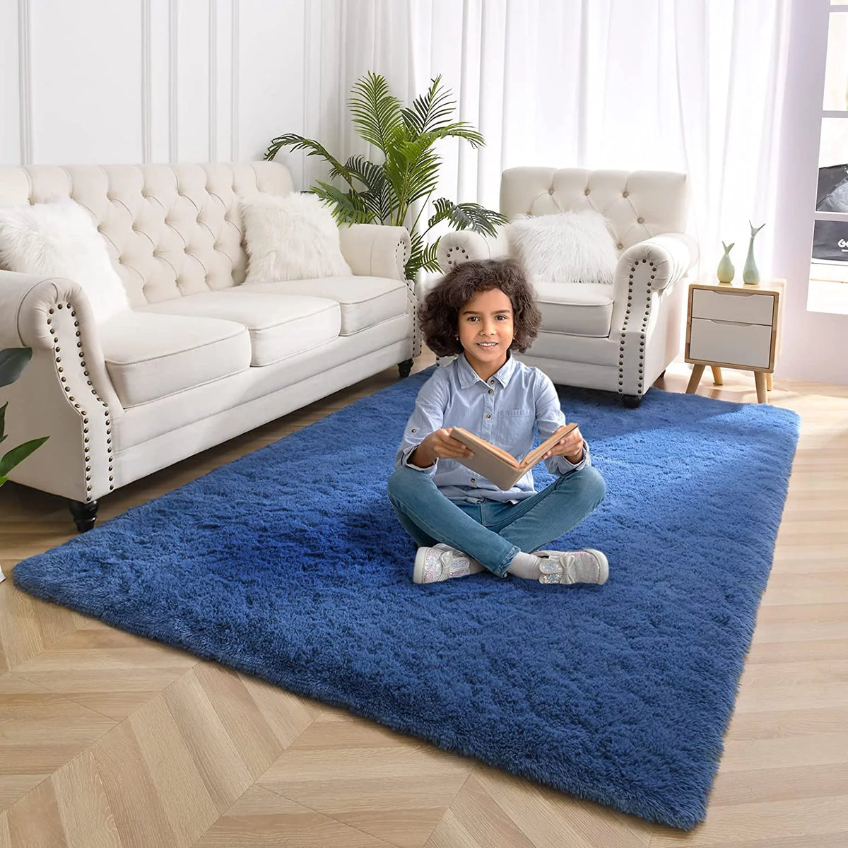 Super Soft Shaggy Area Rug 5'x8' Indigo C66021