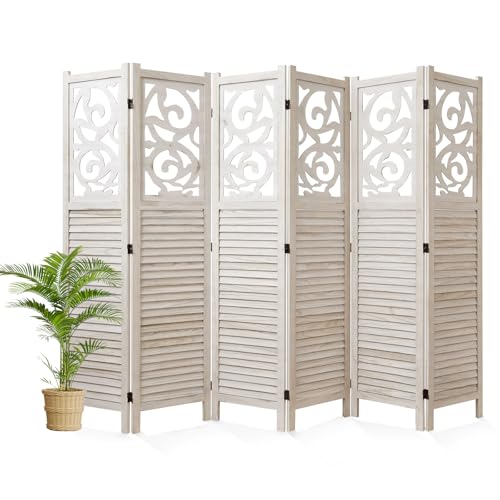 4 Panels Wood Carved Folding Room Divider G895599