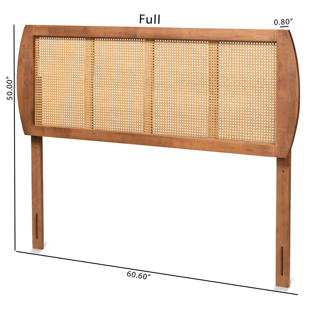 Ash Walnut Full Wood Rattan Headboard F136350