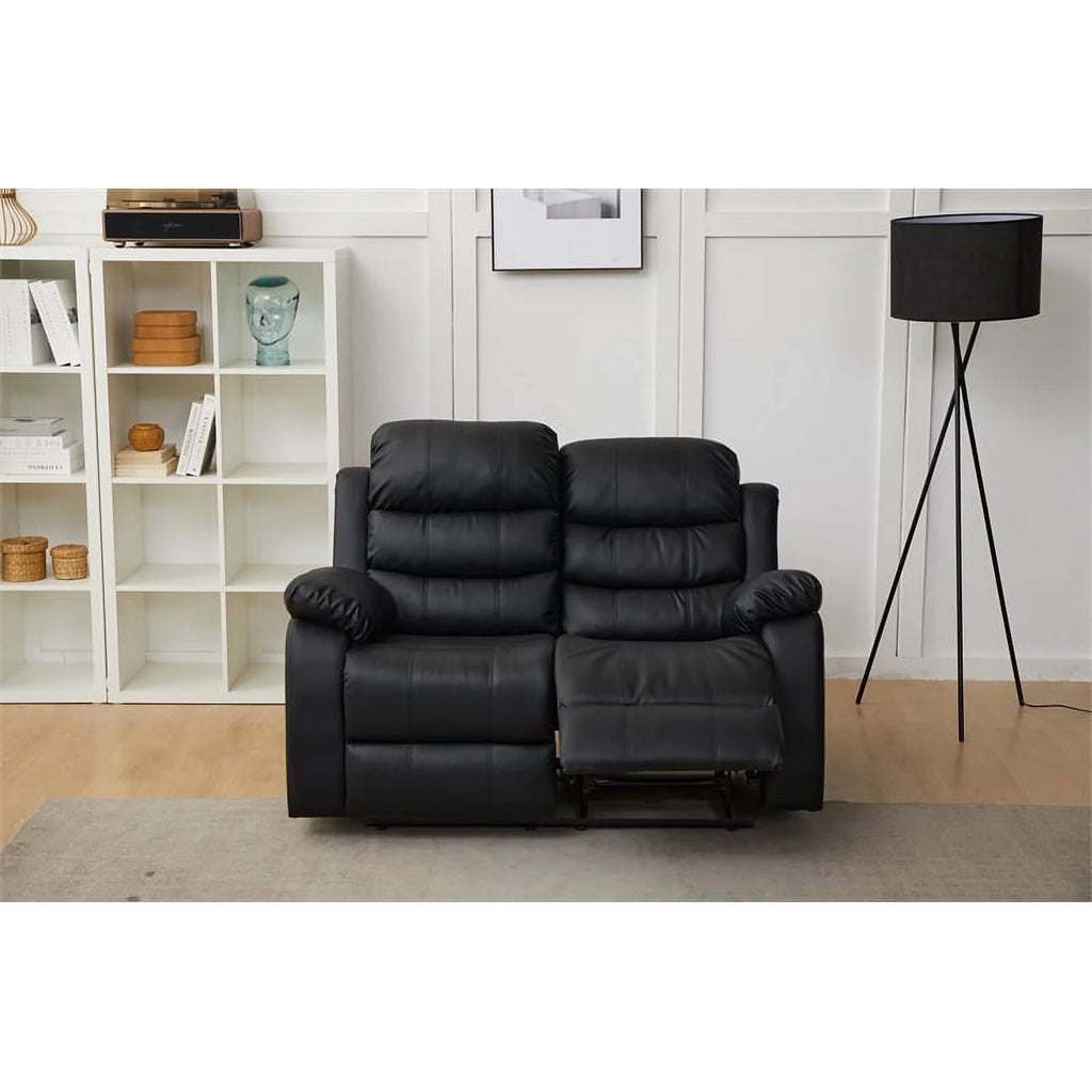 Black Faux Leather Loveseat J377752