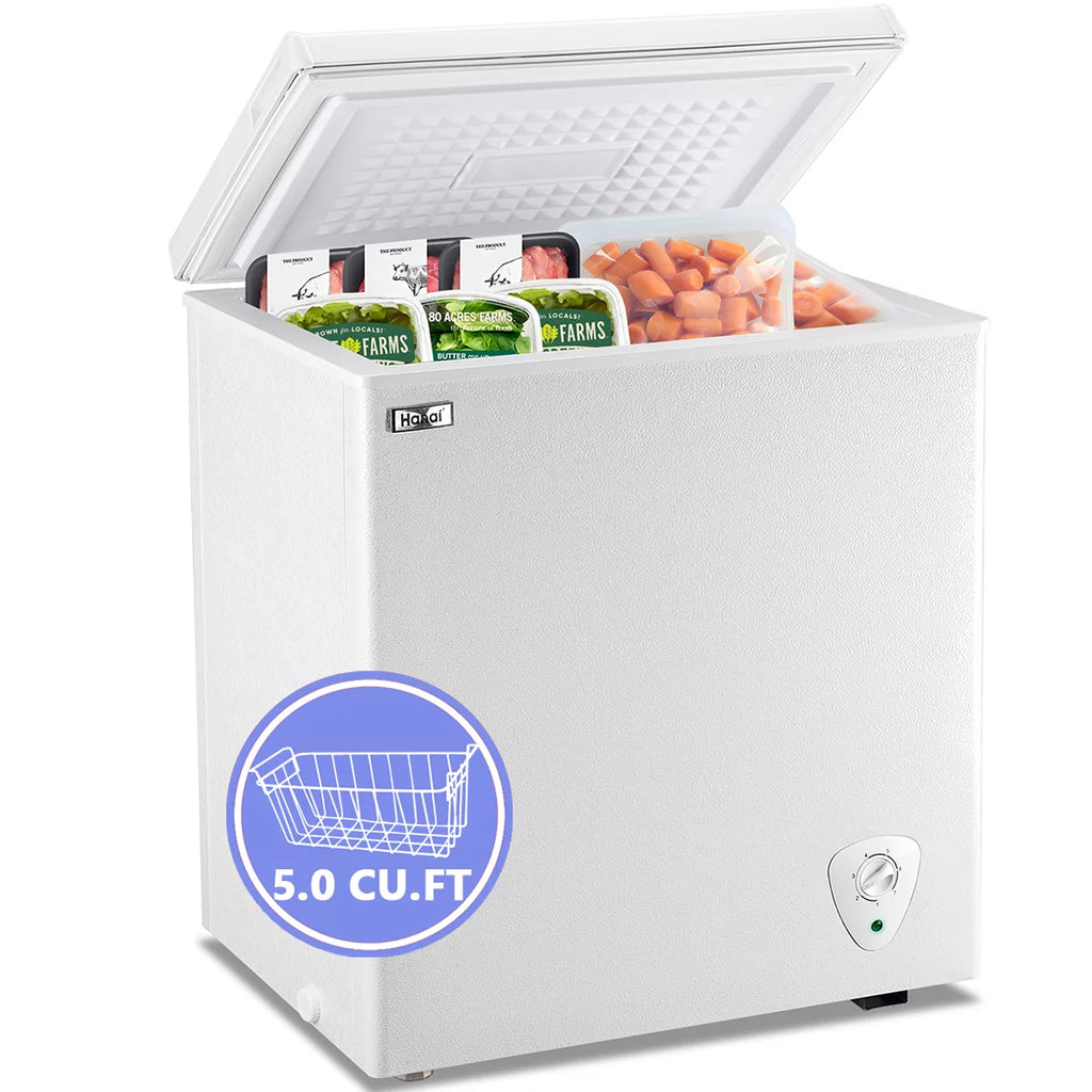 5.0 Cu.ft White Chest Freezer with Storage Basket E549