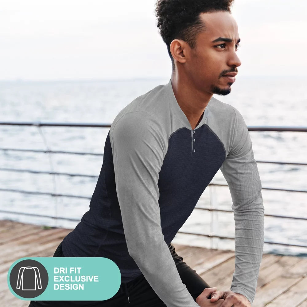 Men's Thermal Long Sleeve Henley Tops 3-Pack K737323