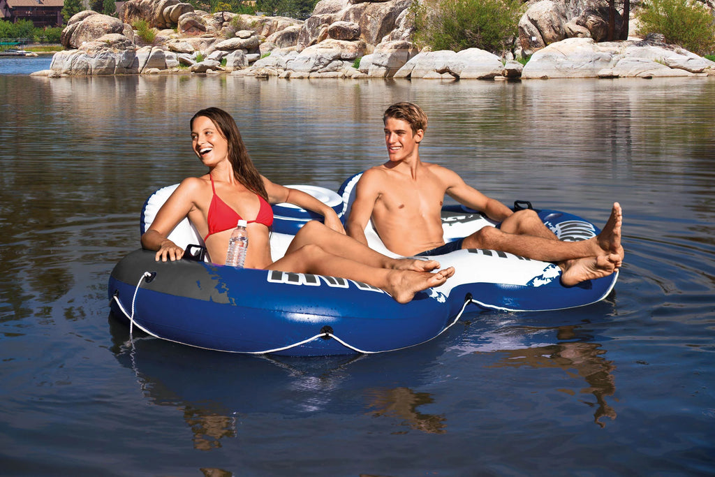 Inflatable 2 Person Pool Tube Float & Beverage Cooler Holder Q26234