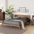 King Size Walnut Brown Wood Platform Bed H7557