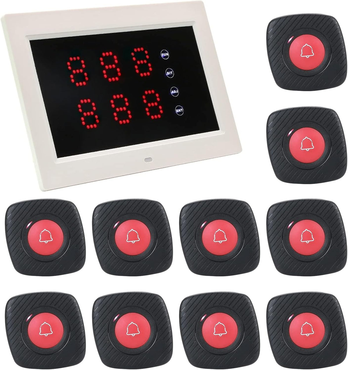 Wireless Calling System with 1 Number Display and 10 Waterproof Call Buttons I3928