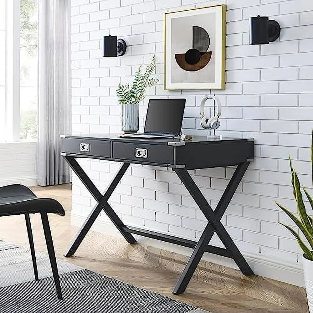 Small Computer Desk with Drawer 42" White M38210
