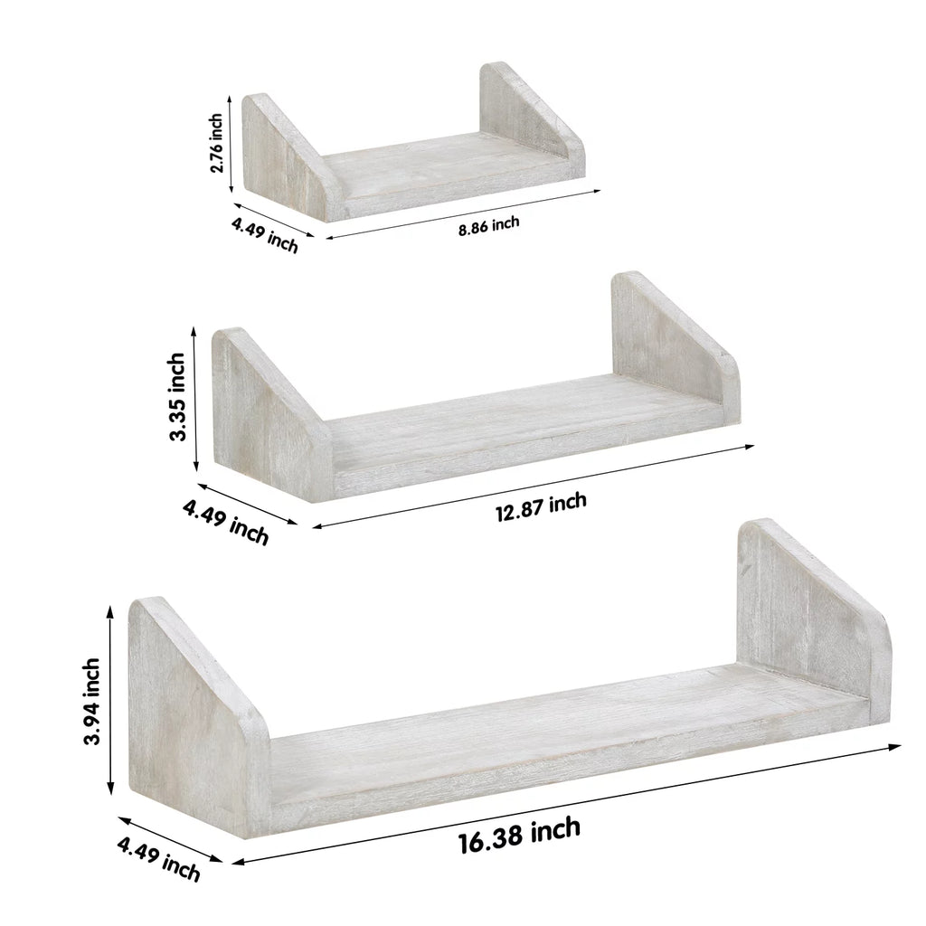 Wall-Mounted 3-Piece Wooden Floating Shelf T73850