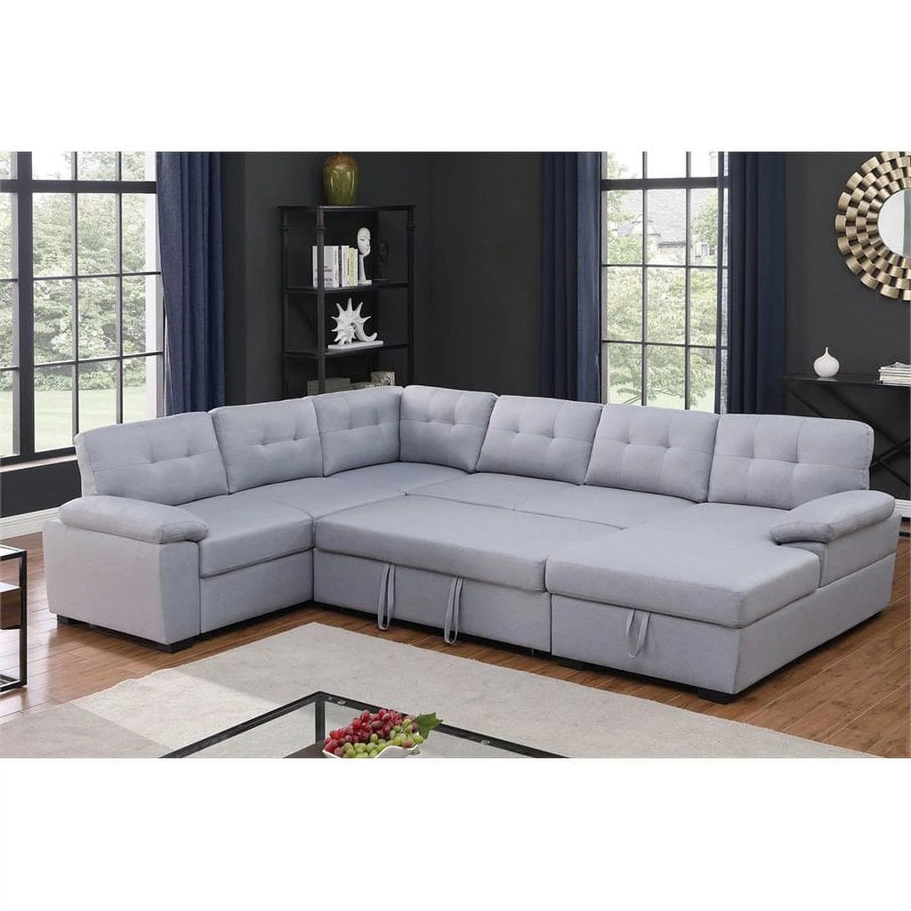 5-Seat Fabric Sleeper Sectional Sofa with Storage Z369