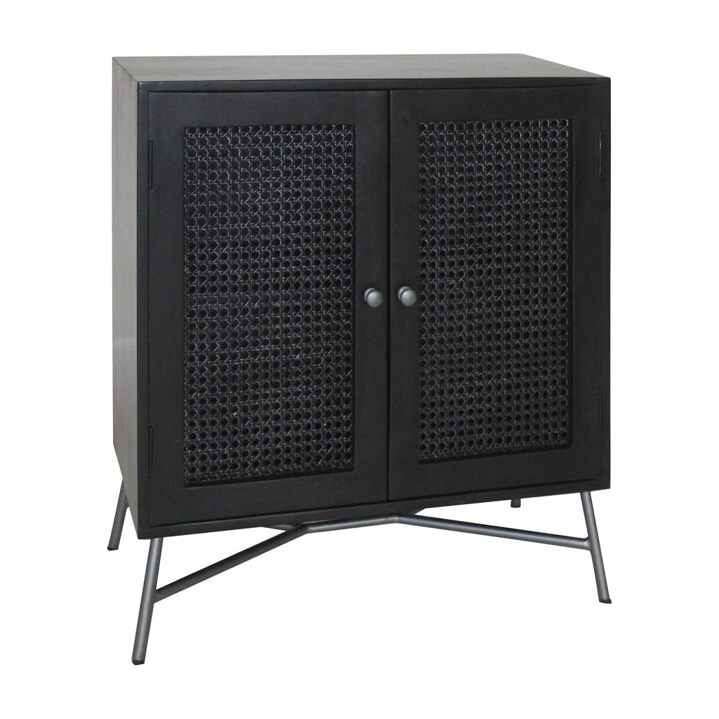 Black 2-Door Wood Nightstand Y751