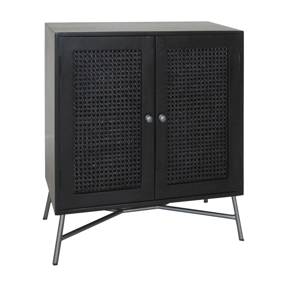 Black 2-Door Wood Nightstand Y751