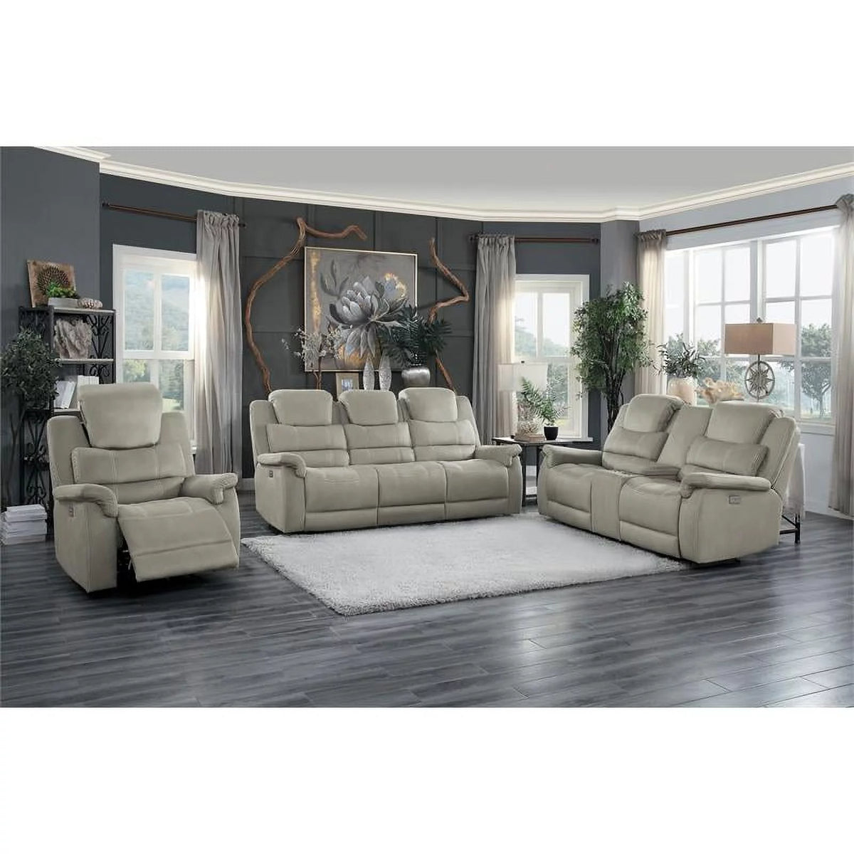 Gray Microfiber Power Reclining Chair I451103