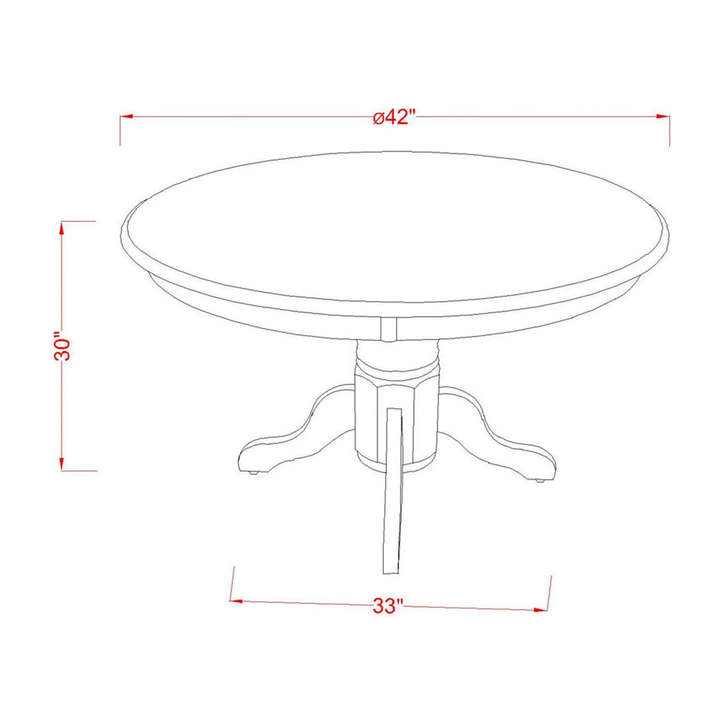 5 Pc Round Dining Table and 4 Linen Seat Chairs White M2310