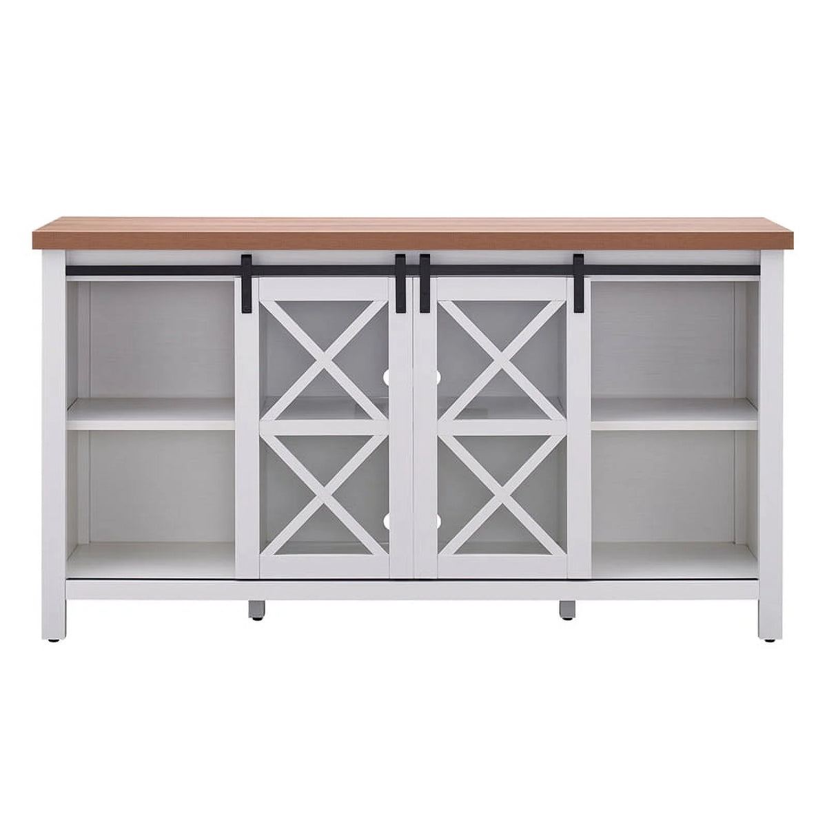 Mid-Century Wood 58" White and Golden Oak TV Stand X988