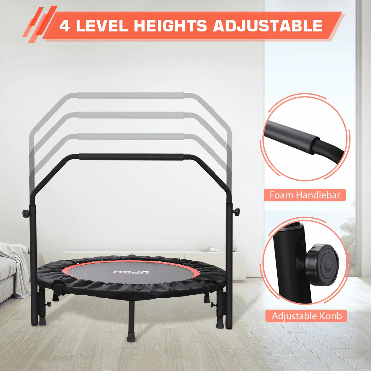 40 Foldable Fitness Trampoline with Adjustable Foam Handle K621