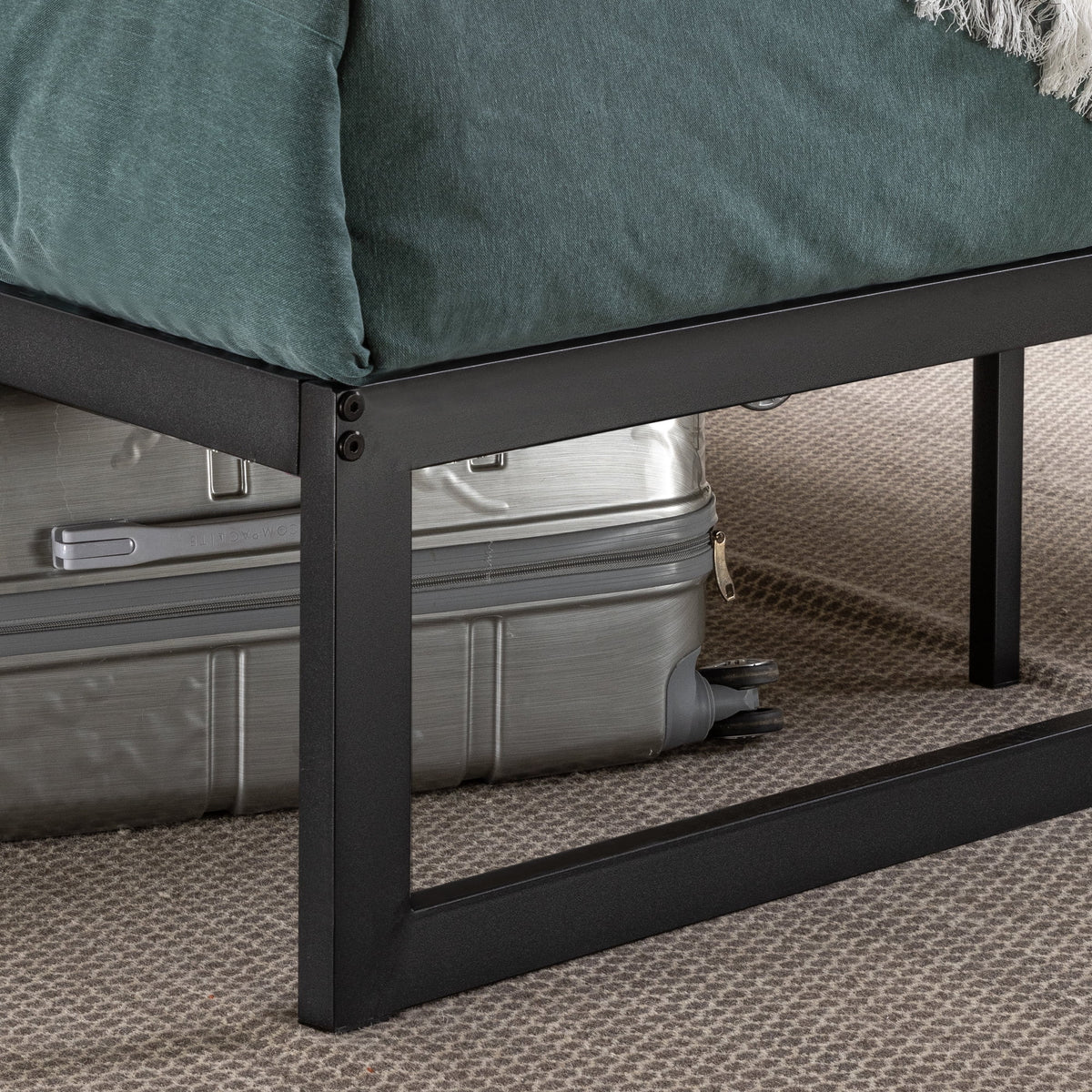 14" Metal Platform Bed Frame with Steel Slat Support, Twin Q78836