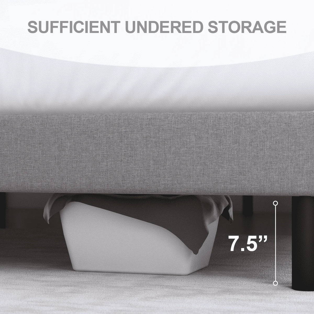 Full Size Platform Bed Frame with Fabric Upholstered Headboard R930