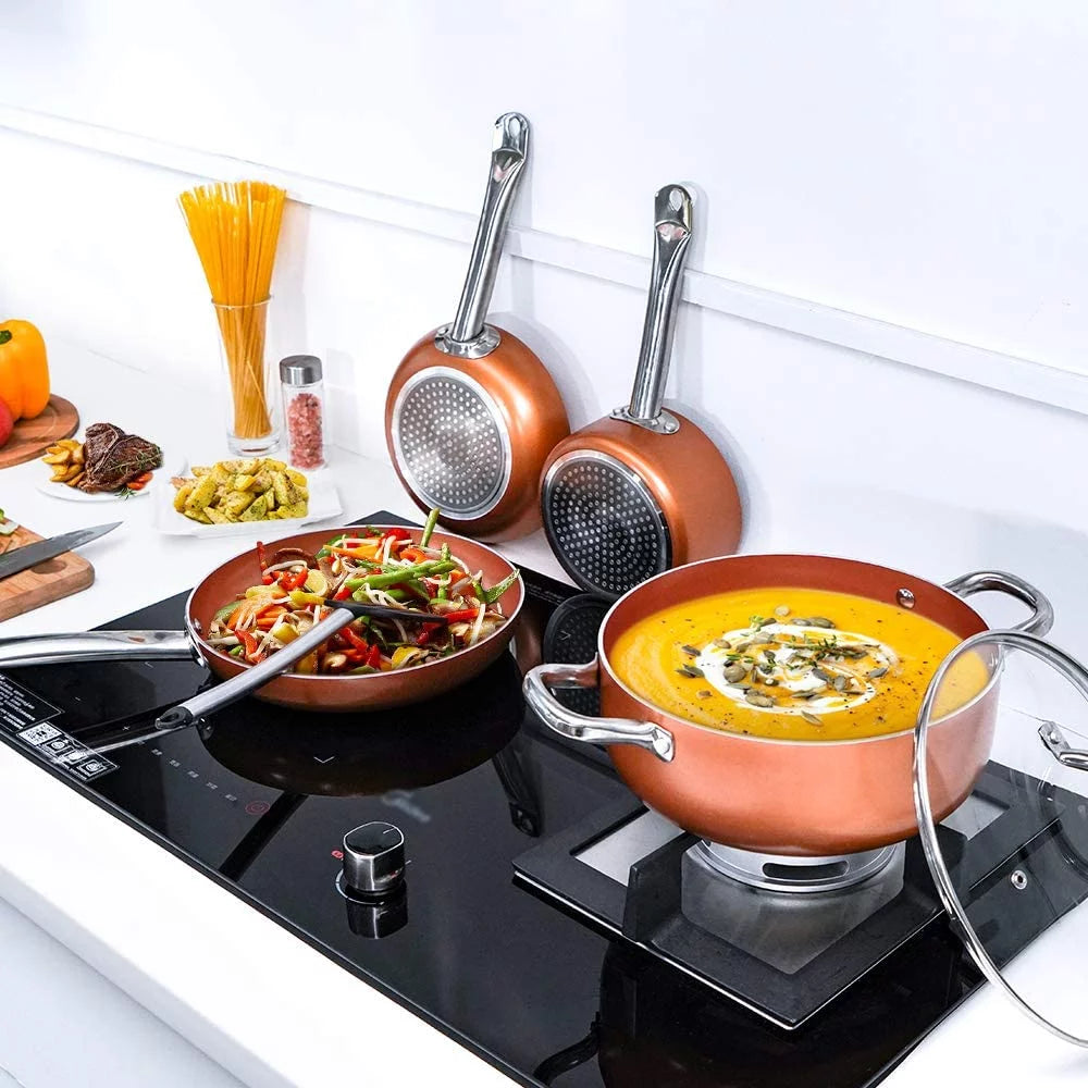 Nonstick Copper 5 Piece Aluminum Cookware Set C7898