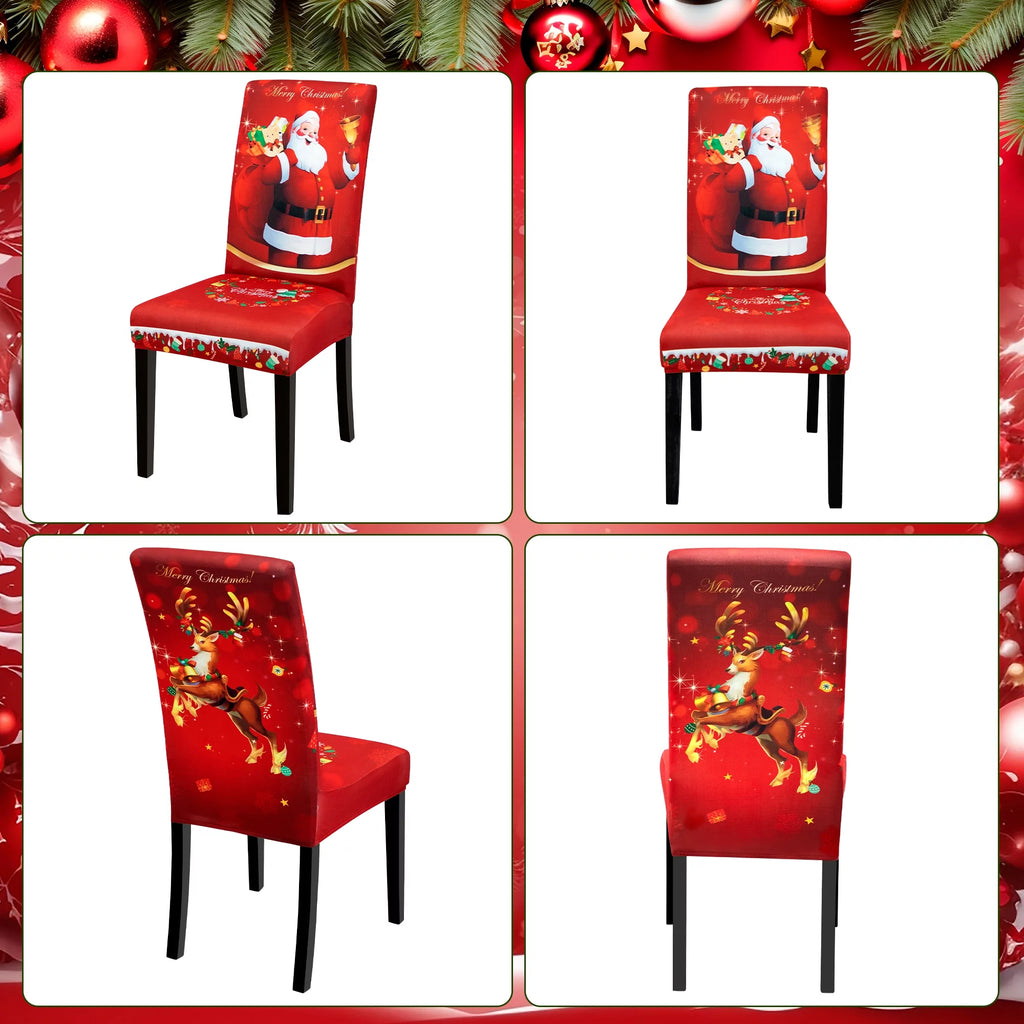 Stretch Christmas Chair Covers Set of 4 Red V268817