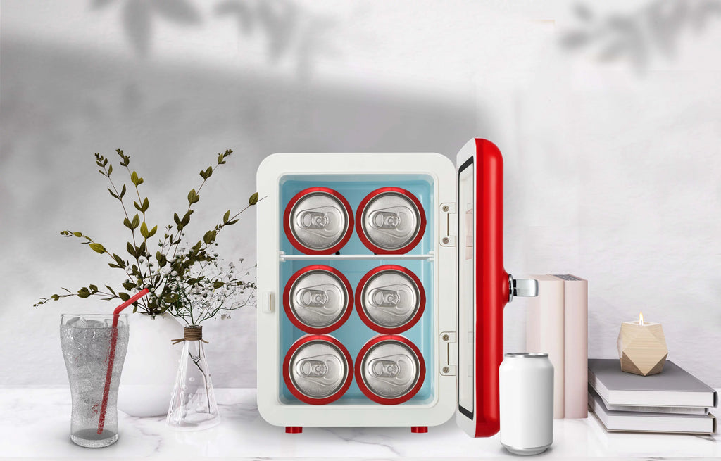 Portable Retro 6-Can Mini Cooler Red D655220