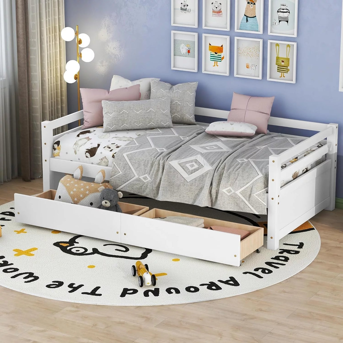 White Daybed with 2 Storage Drawers G27997