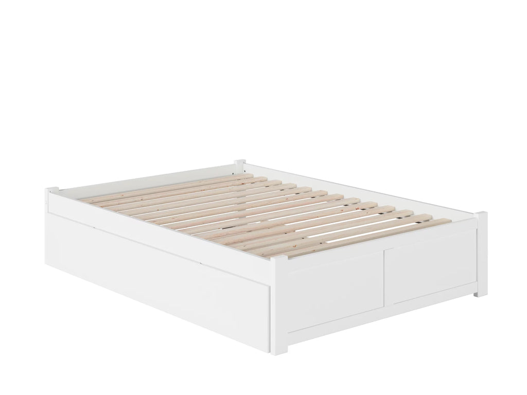 White Full Platform Bed with Trundle G9959