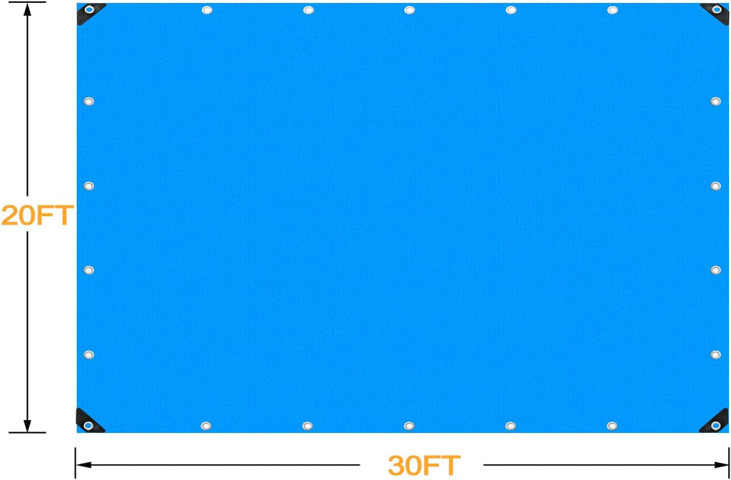 Blue 20x30 Heavy Duty Waterproof Poly Tarp with Metal Grommets I67862
