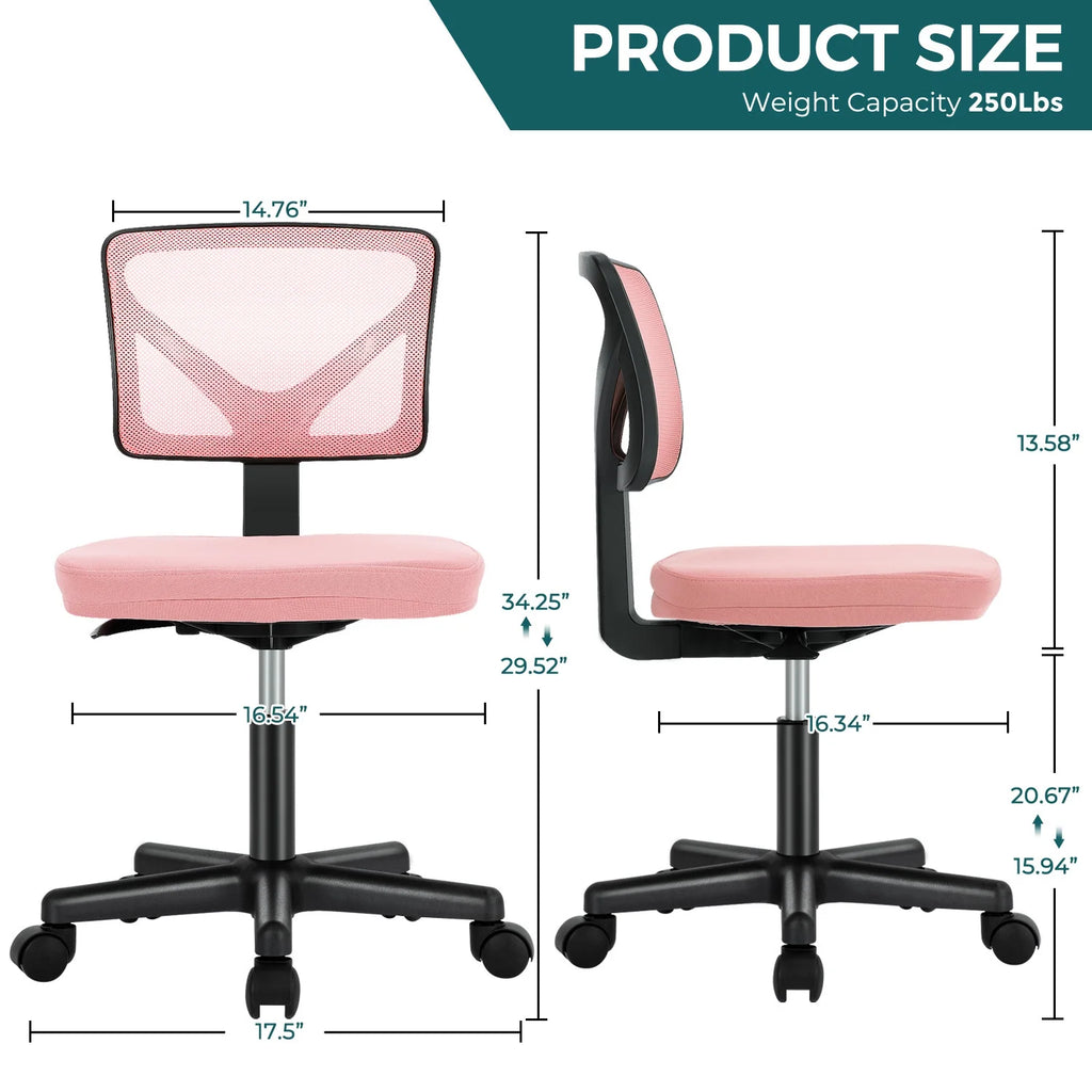 Armless Desk Chair with Lumbar Support W912137