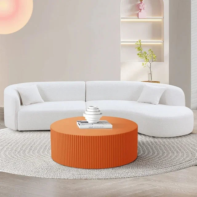 Round Coffee Table, Matte Black Wooden End Table M405