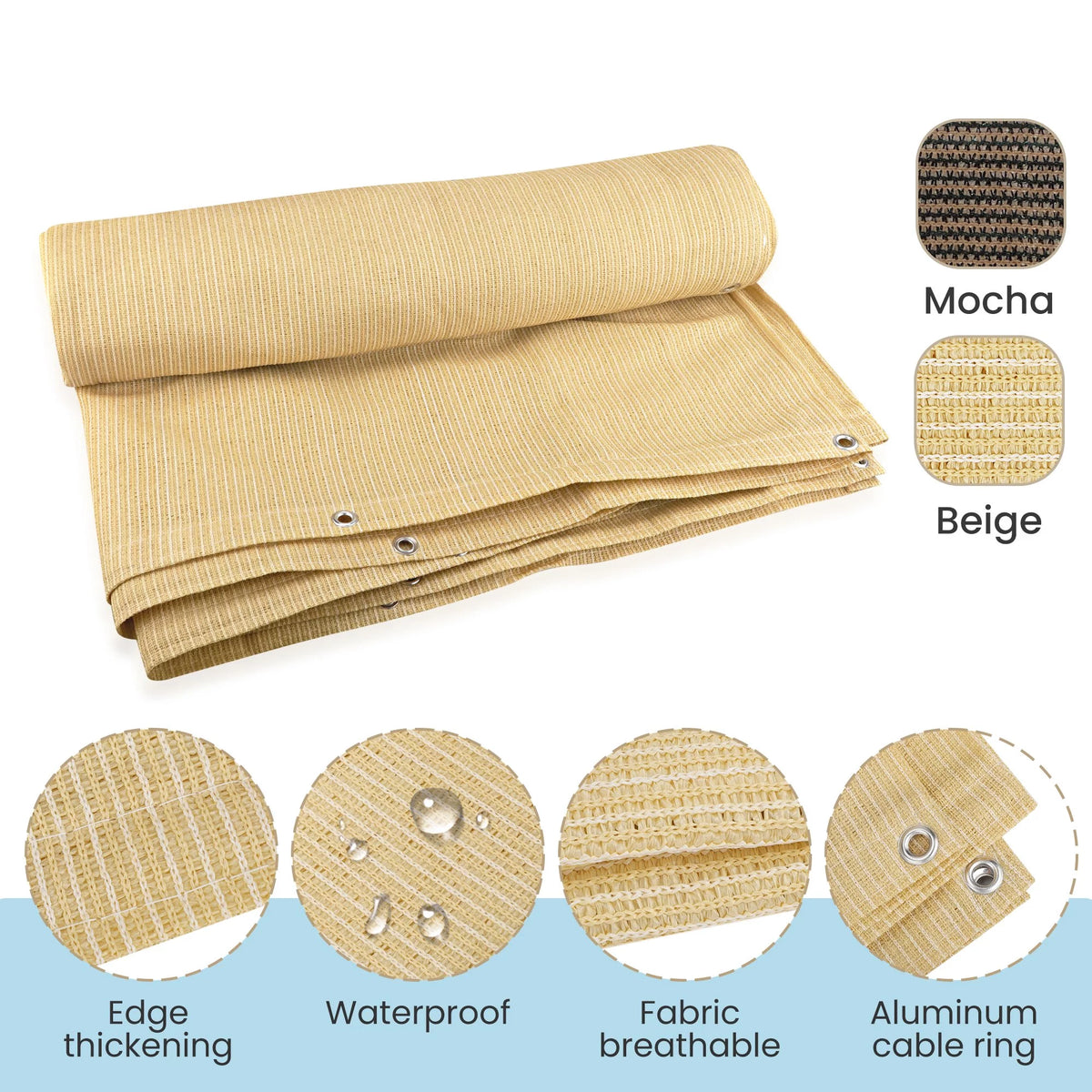 Beige 10'x10' Sunshade Netting D32083