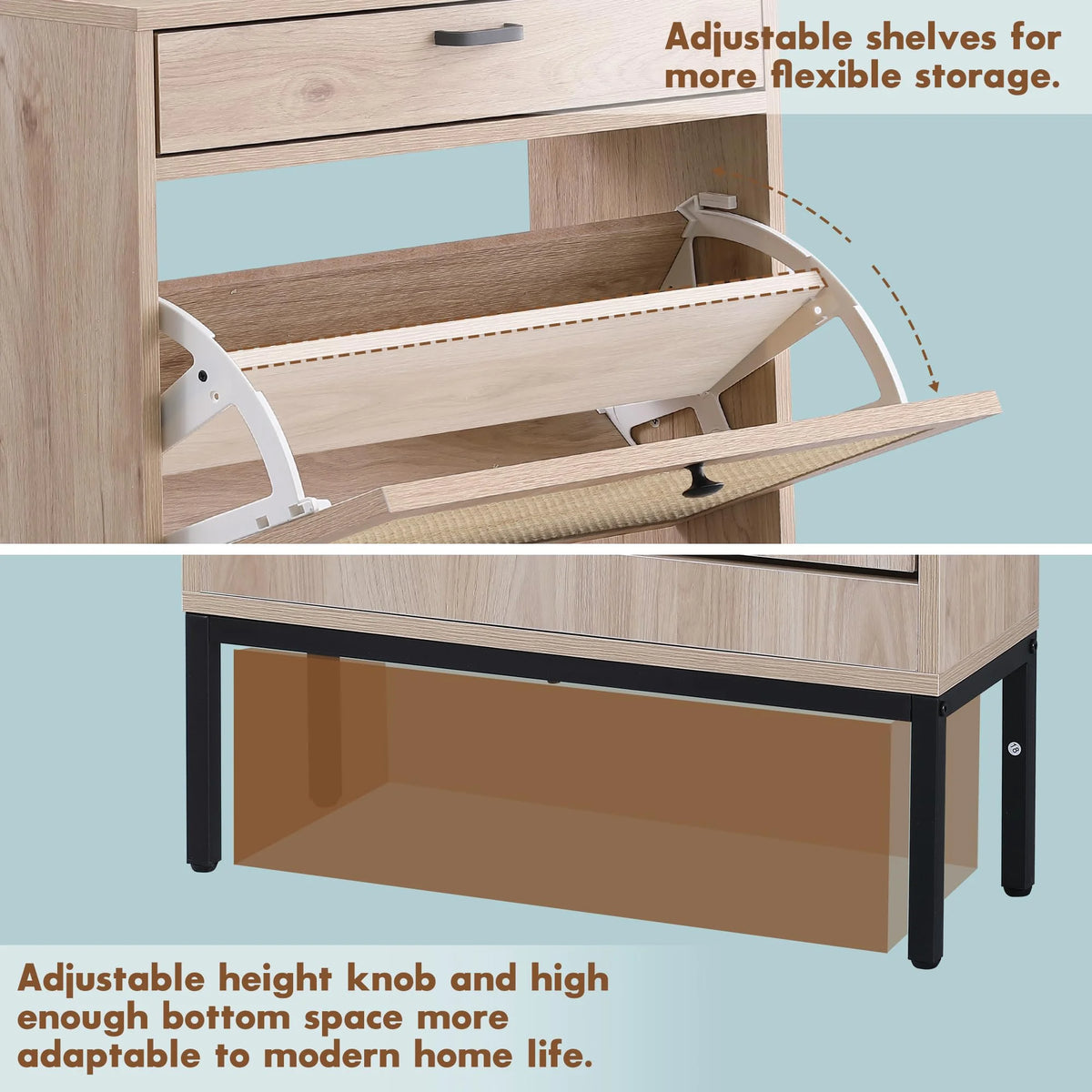 Shoe Storage Cabinet with Flip Drawers J107886