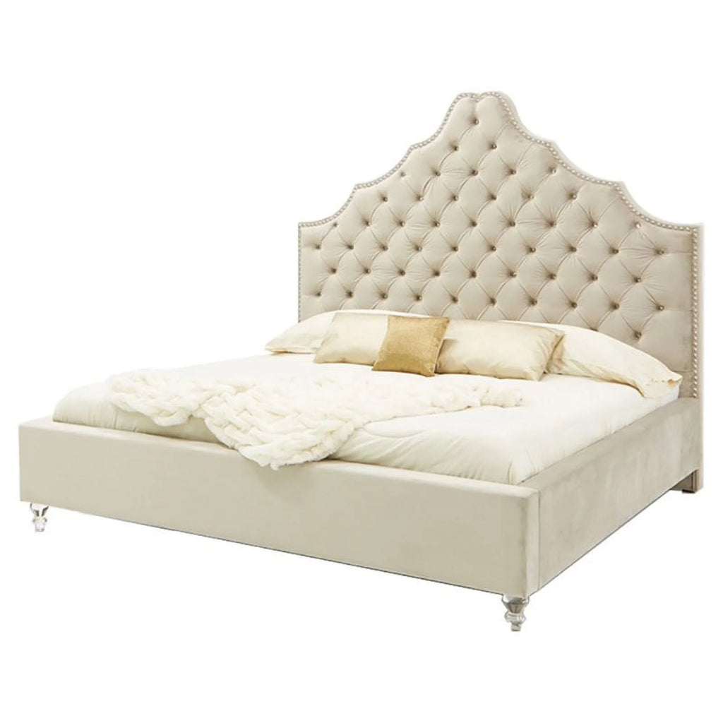 Light Gray Fabric Upholstered Queen Bed M18519
